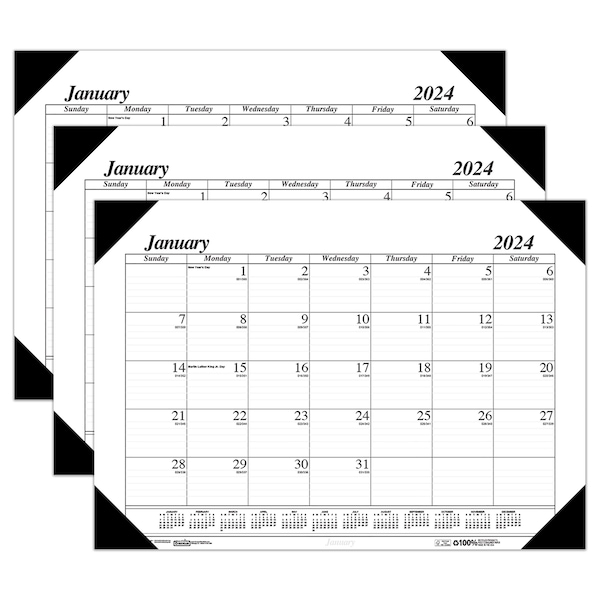 House Of Doolittle Academic Economy Desk Pad, 12 Months, January-December, 3PK 12402 - main